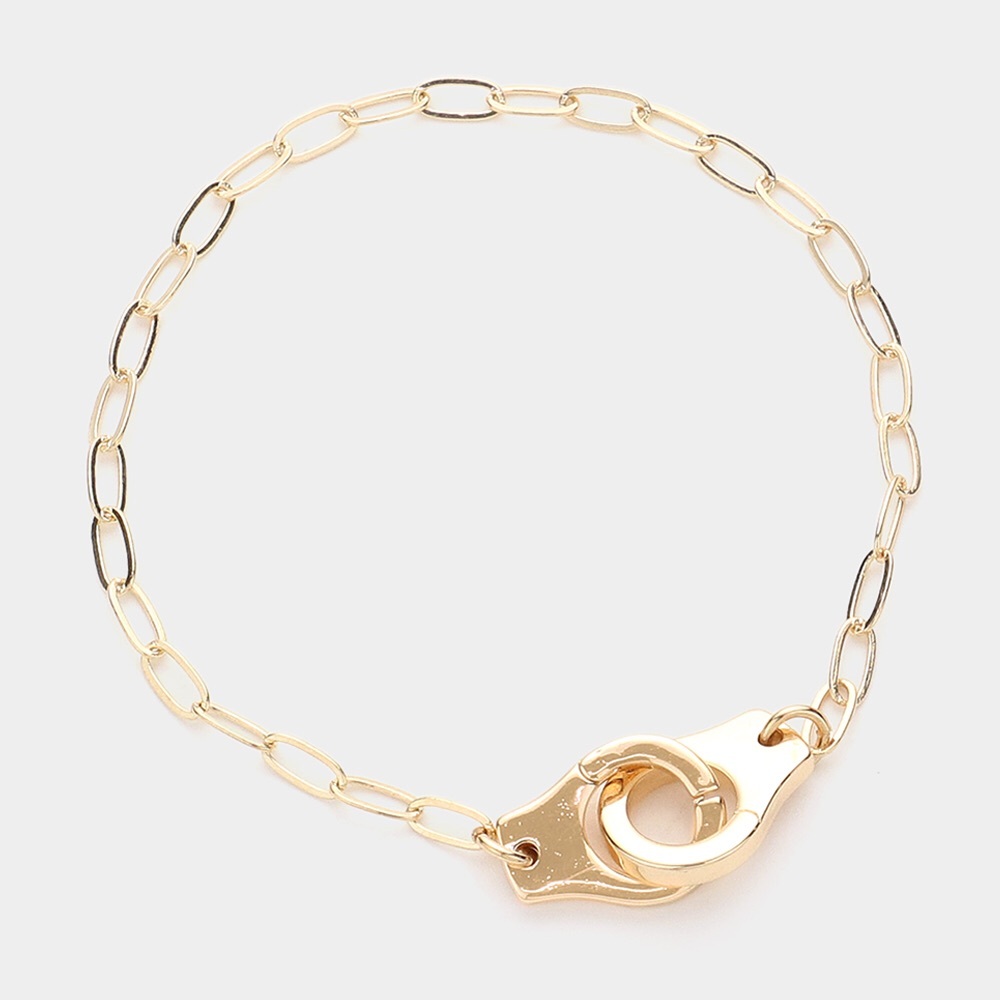 Gold Handcuff Link Bracelet